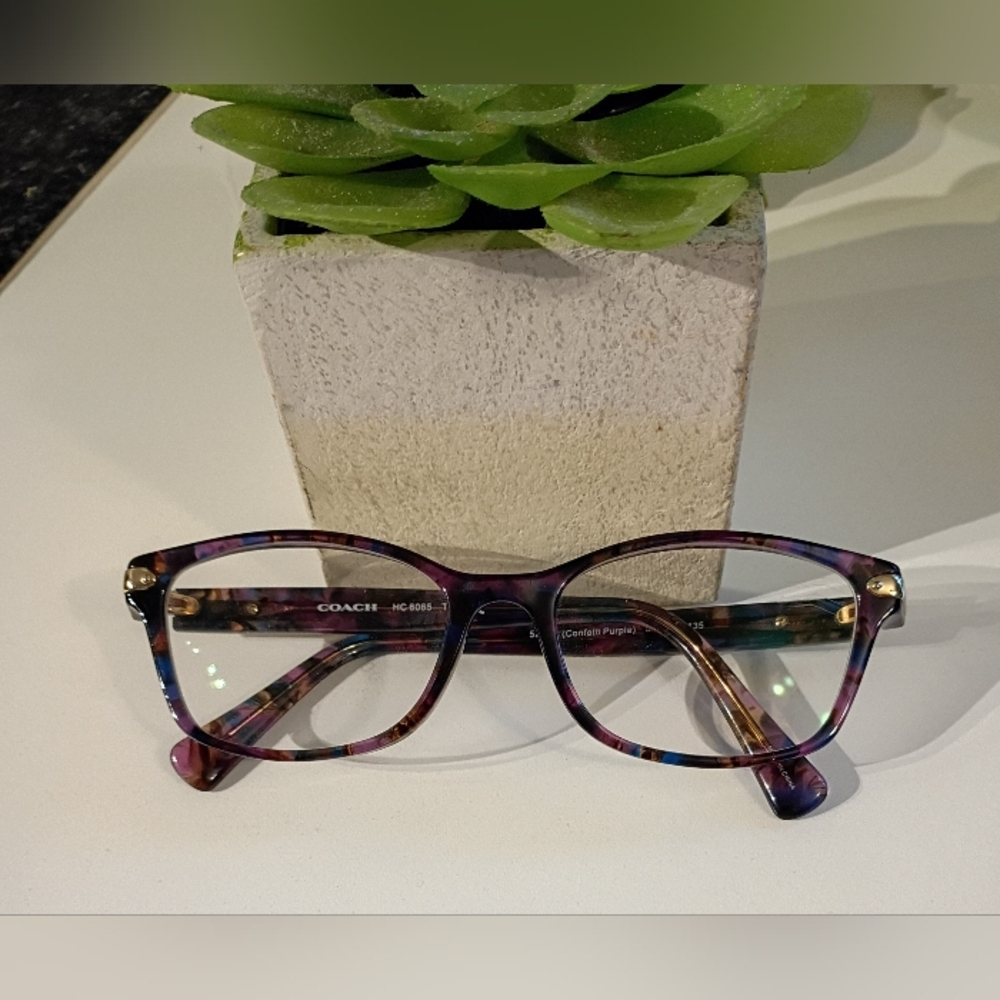 COACH Women's Confetti Purple Acetate Eyeglass Frames